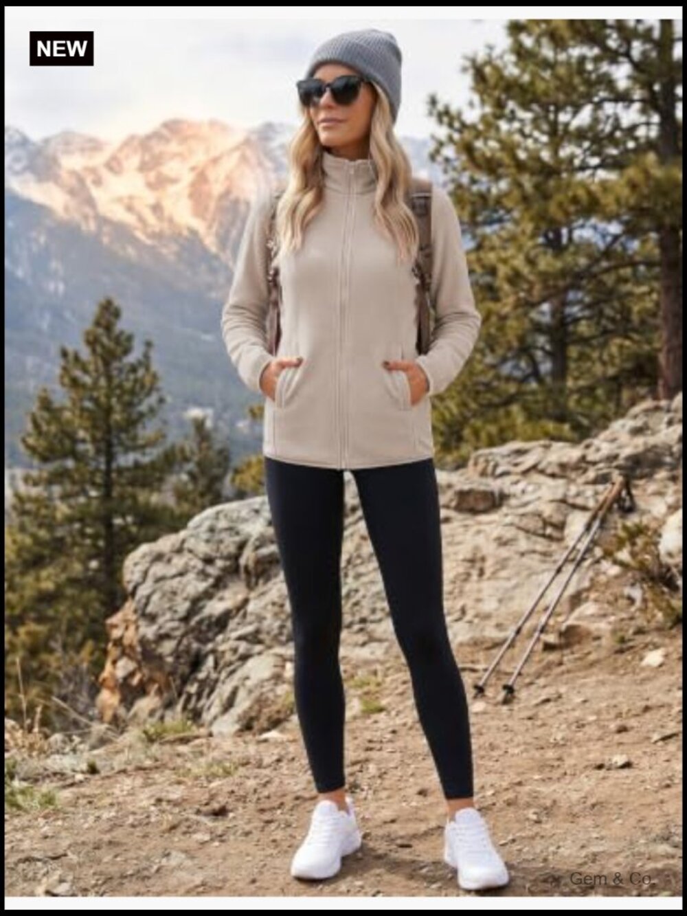 Lightweight Full Zip Fleece Jacket with Pockets Long Sleeve Warm Fall Outwear - Picture 3 of 7